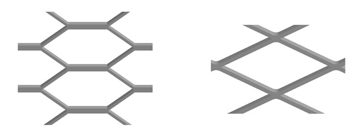 The picture shows two types of expanded metal grating, and they have different openings - hexagon and diamond.
