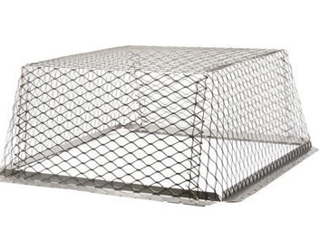 One stainless steel expanded metal roof vent guard, it is upside down with trapezoid shaped.